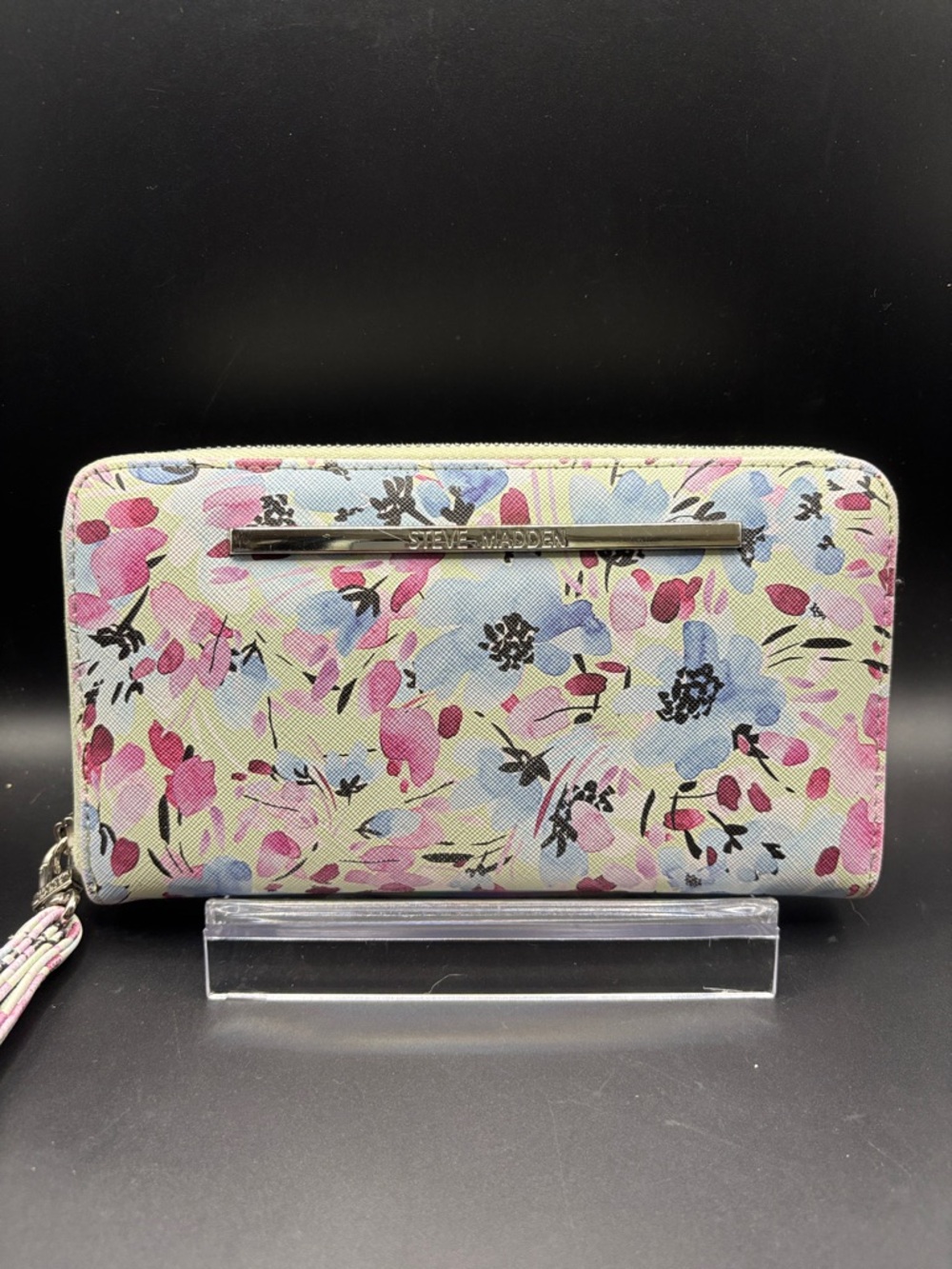 Steve Madden Floral Zip-Around Wallet in Pink, Blue & Cream